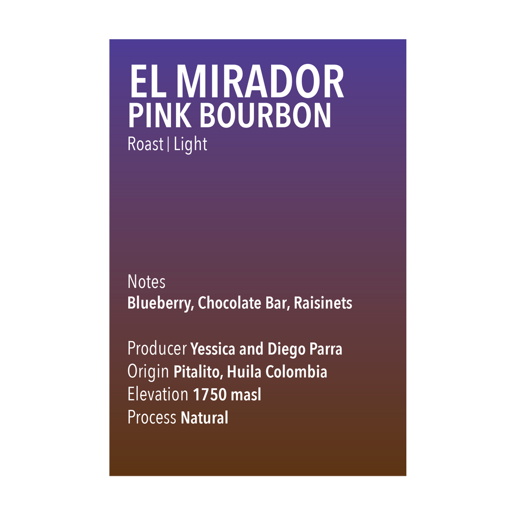 El Mirador Pink Bourbon Natural Vice City Bean