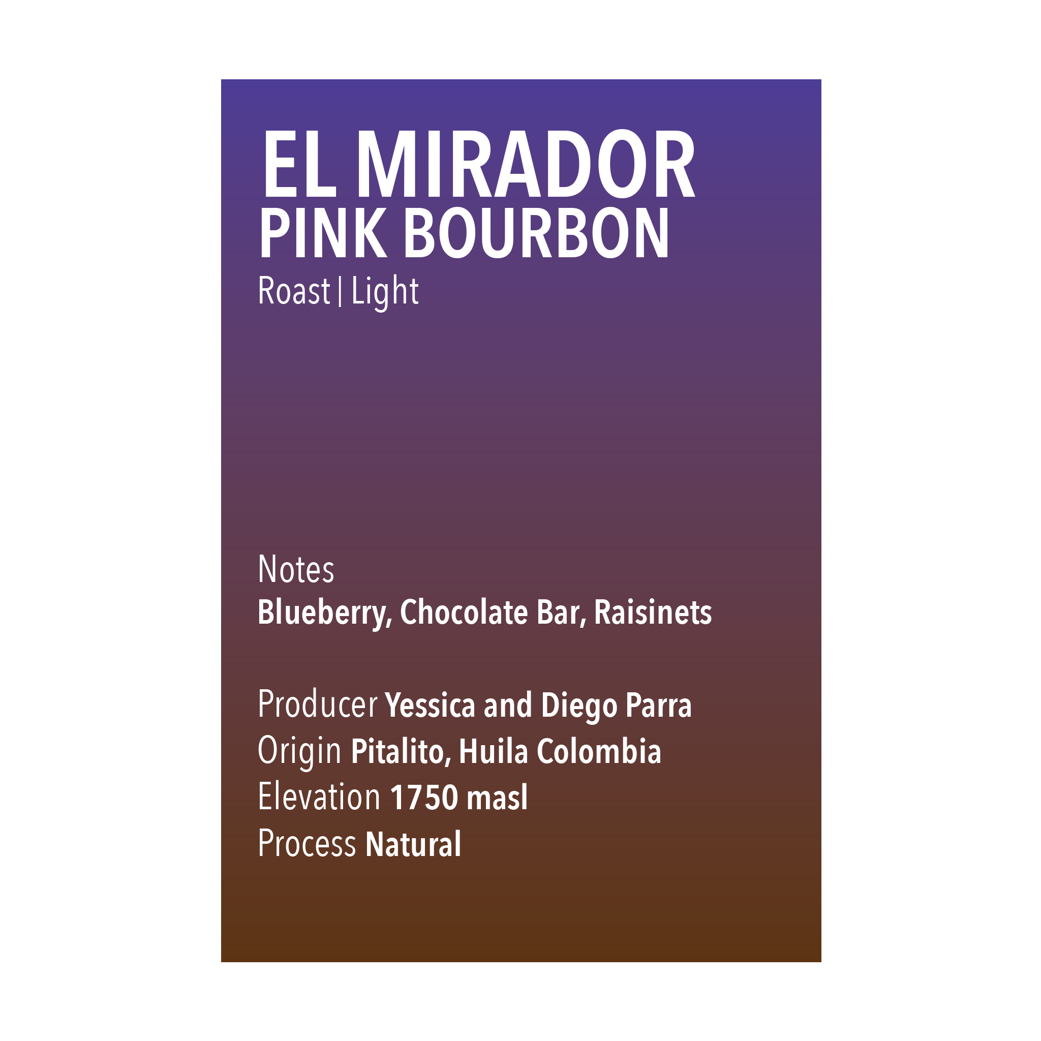 El Mirador Pink Bourbon Natural Vice City Bean
